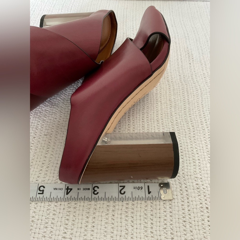 SARTO By Franco Sarto Red Leather Mules with Block Heel - Picture 6 of 11